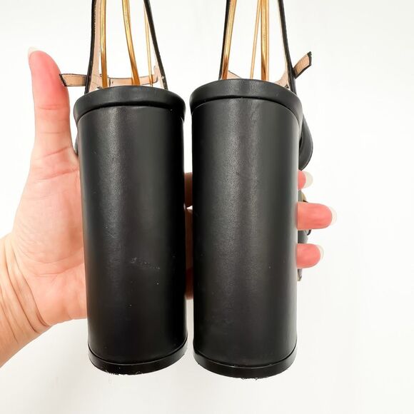 Gucci Marmont GG Platform Sandals EU 38 US 8 Black Leather Block High Heel - Picture 6 of 15